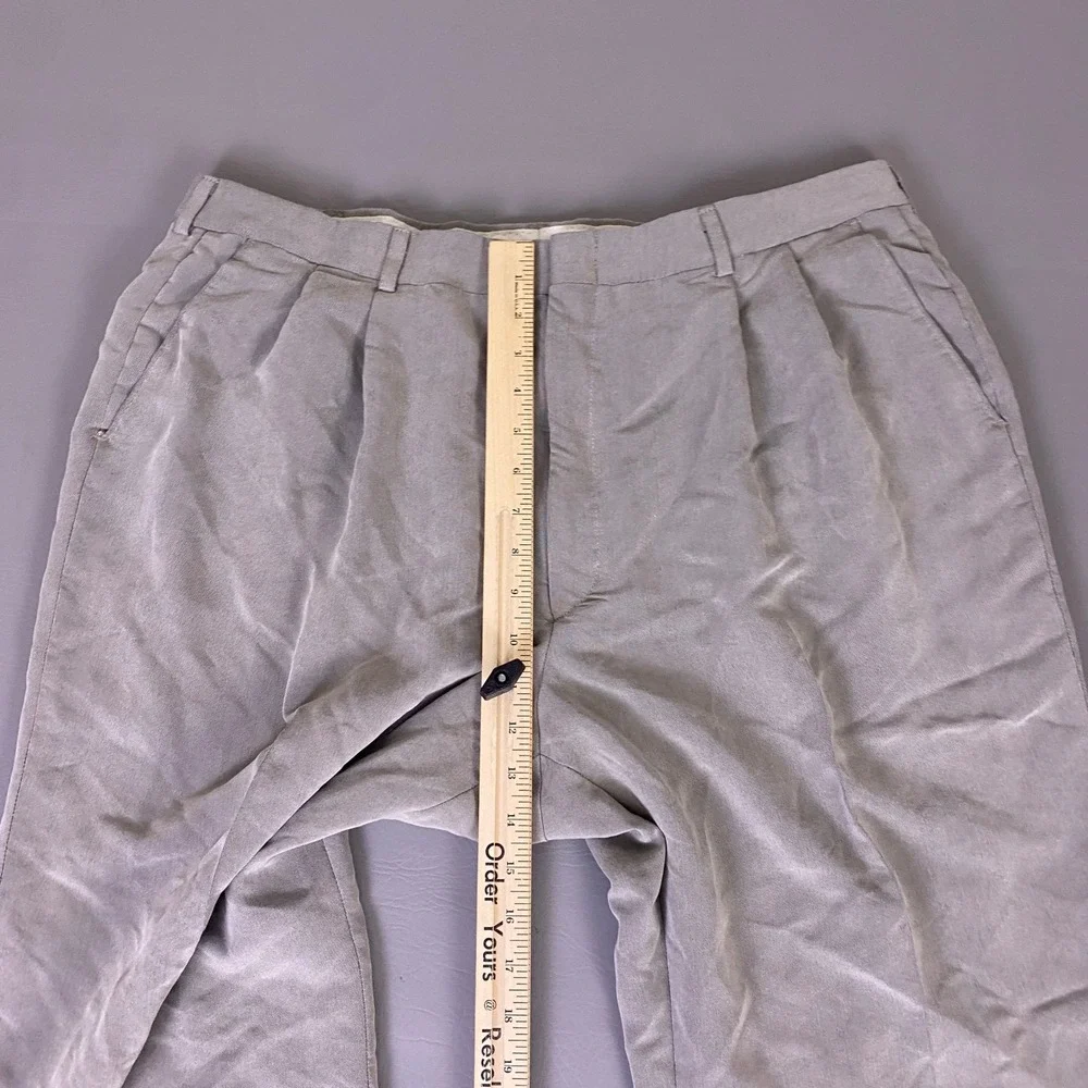 Vintage Haggar Dress Pants Men's 40x30 Gray Pleated‎ Cuffed Rayon Relaxed Fit